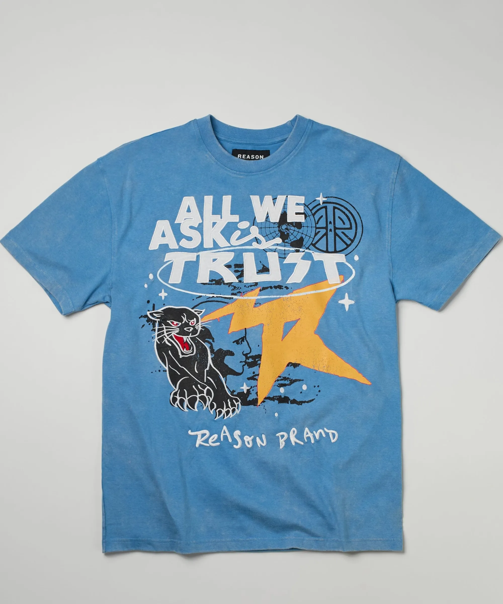 all_we_ask_is_trust_embroidered_washed_short_sleeve_tee__blue_0.webp Discount All We Ask Is Trust Embroidered Washed Short Sleeve Tee - Blue Graphic Tees