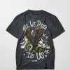 Best All We Trust Burnout Wash Short Sleeve Graphic Print Tee - Charcoal Graphic Tees