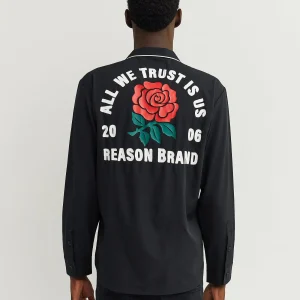 Store All We Trust Long Sleeve Woven Shirt - Black Button Downs