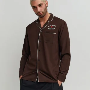 Fashion All We Trust Long Sleeve Woven Shirt - Brown Button Downs