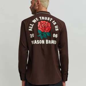 Fashion All We Trust Long Sleeve Woven Shirt - Brown Button Downs