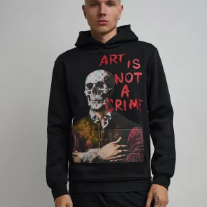 Best Sale Art Is Not A Crime Graphic Print Hoodie - Black Hoodies | Hoodies