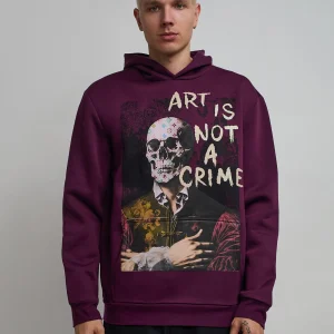 Cheap Art Is Not A Crime Graphic Print Hoodie - Burgundy Hoodies | Hoodies
