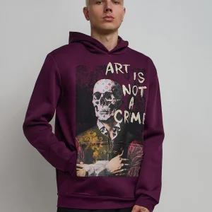 Cheap Art Is Not A Crime Graphic Print Hoodie - Burgundy Hoodies | Hoodies