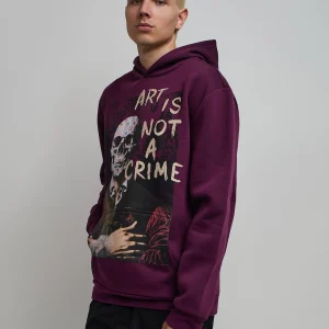Cheap Art Is Not A Crime Graphic Print Hoodie - Burgundy Hoodies | Hoodies