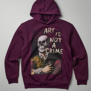 Cheap Art Is Not A Crime Graphic Print Hoodie - Burgundy Hoodies | Hoodies