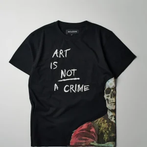 Shop Art Is Not A Crime Oversized Short Sleeve Tee - Black Oversized Tees | Graphic Tees
