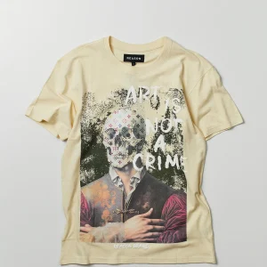 Hot Art Is Not A Crime Short Sleeve Graphic Print Tee - Khaki Graphic Tees