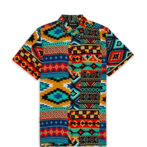 Clearance Aztec Print Short Sleeve Shirt Button Downs