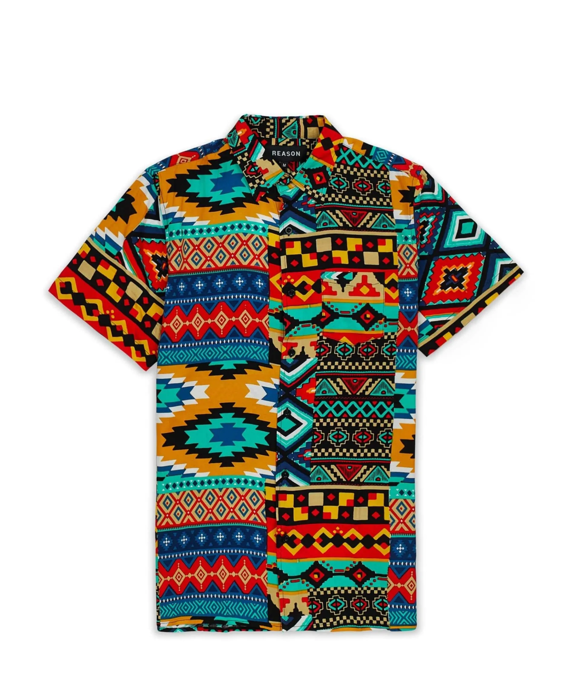aztec_print_short_sleeve_shirt_1.webp Clearance Aztec Print Short Sleeve Shirt Button Downs
