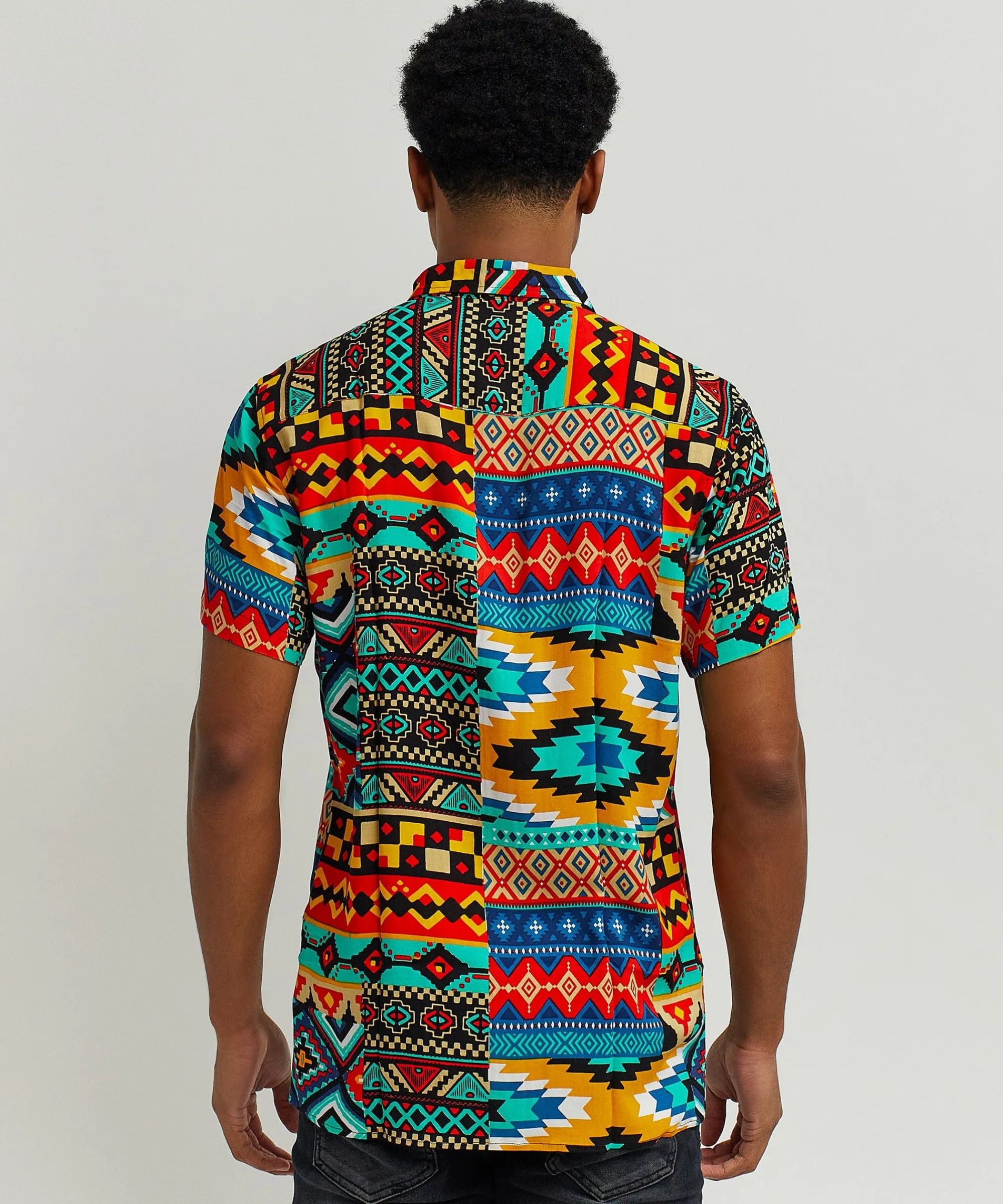 aztec_print_short_sleeve_shirt_4.webp Clearance Aztec Print Short Sleeve Shirt Button Downs