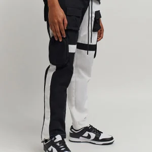 Discount Bader Cotton Twill Color Block Utility Joggers - Black&White Shop All Bottoms | Cargo & Utility Pants