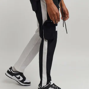 Discount Bader Cotton Twill Color Block Utility Joggers - Black&White Shop All Bottoms | Cargo & Utility Pants