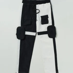 Discount Bader Cotton Twill Color Block Utility Joggers - Black&White Shop All Bottoms | Cargo & Utility Pants
