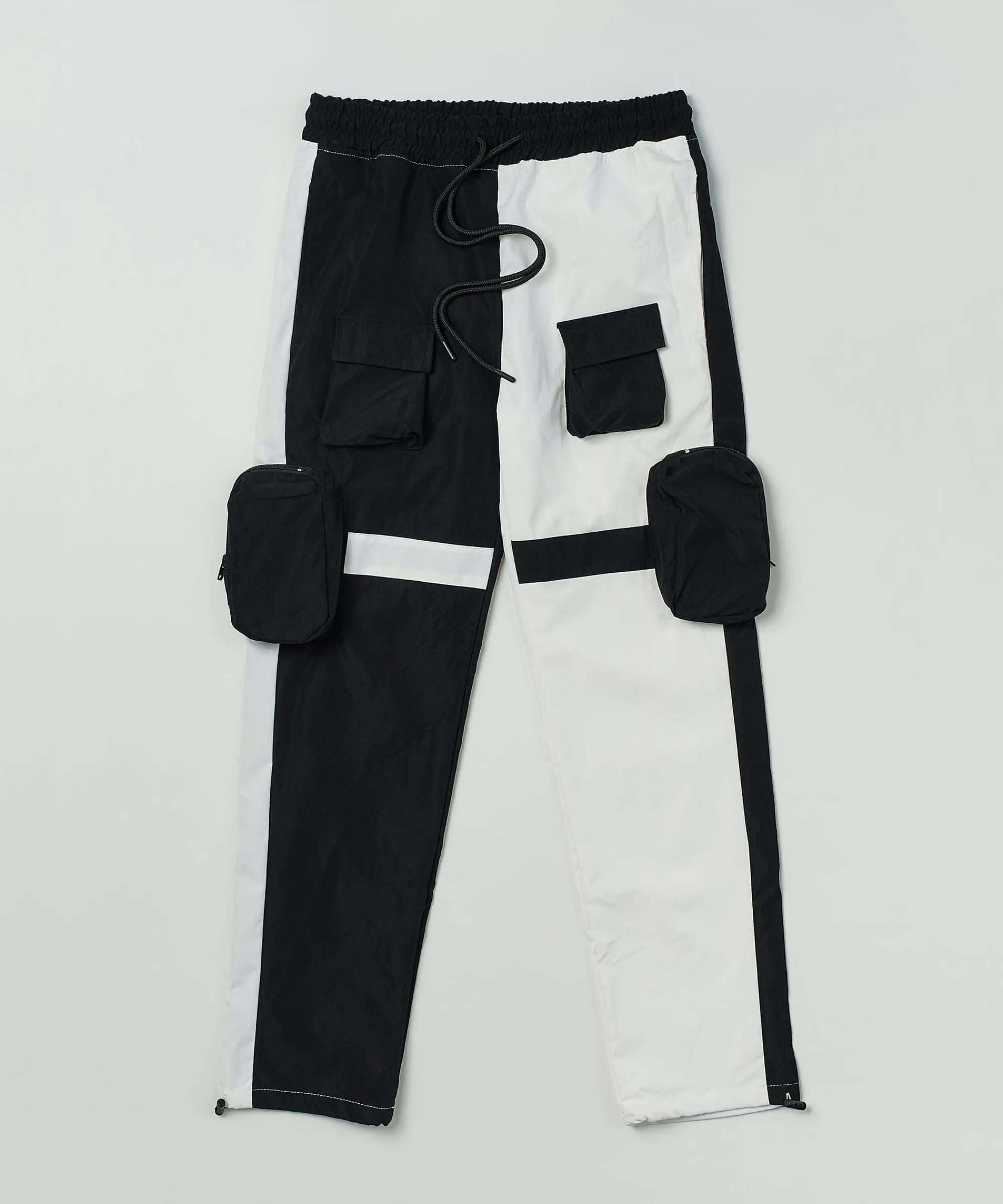 Discount Bader Cotton Twill Color Block Utility Joggers - Black&White Shop All Bottoms | Cargo & Utility Pants