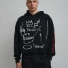 Fashion Basquiat™ Evil Thoughts Embroidered Hoodie - Black Hoodies | Hoodies