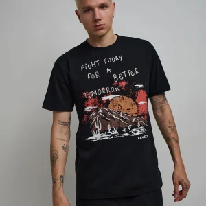 Hot Better Tomorrow Embroidered Short Sleeve Tee - Black Graphic Tees