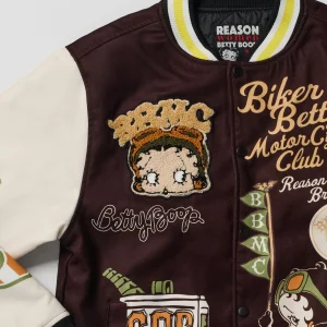 Best Sale Betty Boop Varsity Jacket - Brown Varsity Jackets