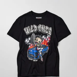 Best Sale Betty Boop Wild Ones Print Short Sleeve Tee - Black Graphic Tees