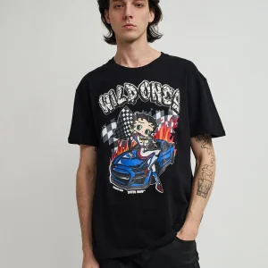 Best Sale Betty Boop Wild Ones Print Short Sleeve Tee - Black Graphic Tees