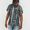 Cheap Blurry Allover Print Short Sleeve Shirt Button Downs