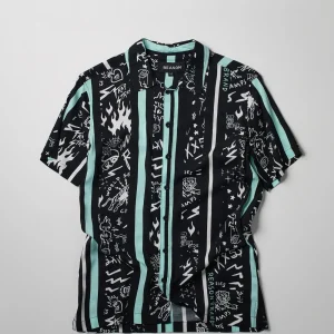 Cheap Blurry Allover Print Short Sleeve Shirt Button Downs