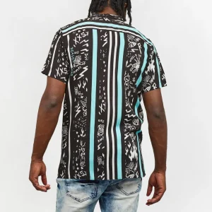 Cheap Blurry Allover Print Short Sleeve Shirt Button Downs