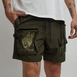 Sale Bridges Utility Cargo Stretch Tech Nylon Shorts - Green Shop All Bottoms | Shorts