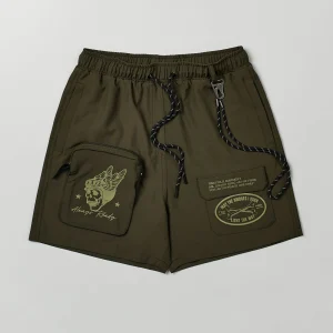 Sale Bridges Utility Cargo Stretch Tech Nylon Shorts - Green Shop All Bottoms | Shorts