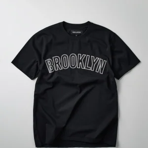Cheap Brooklyn Applique Short Sleeve Shirt - Black Graphic Tees