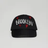Fashion Brooklyn Embroidery Trucker Hat - Black Hats