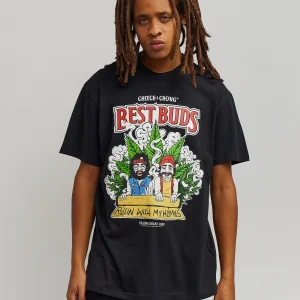 Discount Cheech & Chong Best Buds Short Sleeve Tee - Black Graphic Tees