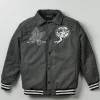 Outlet Cherub Varsity Jacket - Grey Varsity Jackets