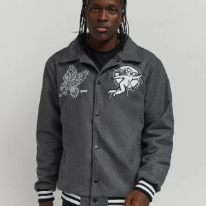 Outlet Cherub Varsity Jacket - Grey Varsity Jackets