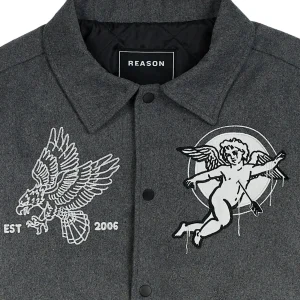 Outlet Cherub Varsity Jacket - Grey Varsity Jackets