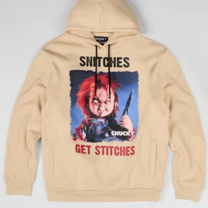 Cheap Chucky Snitches Get Stitches Hoodie - Khaki Hoodies | Hoodies