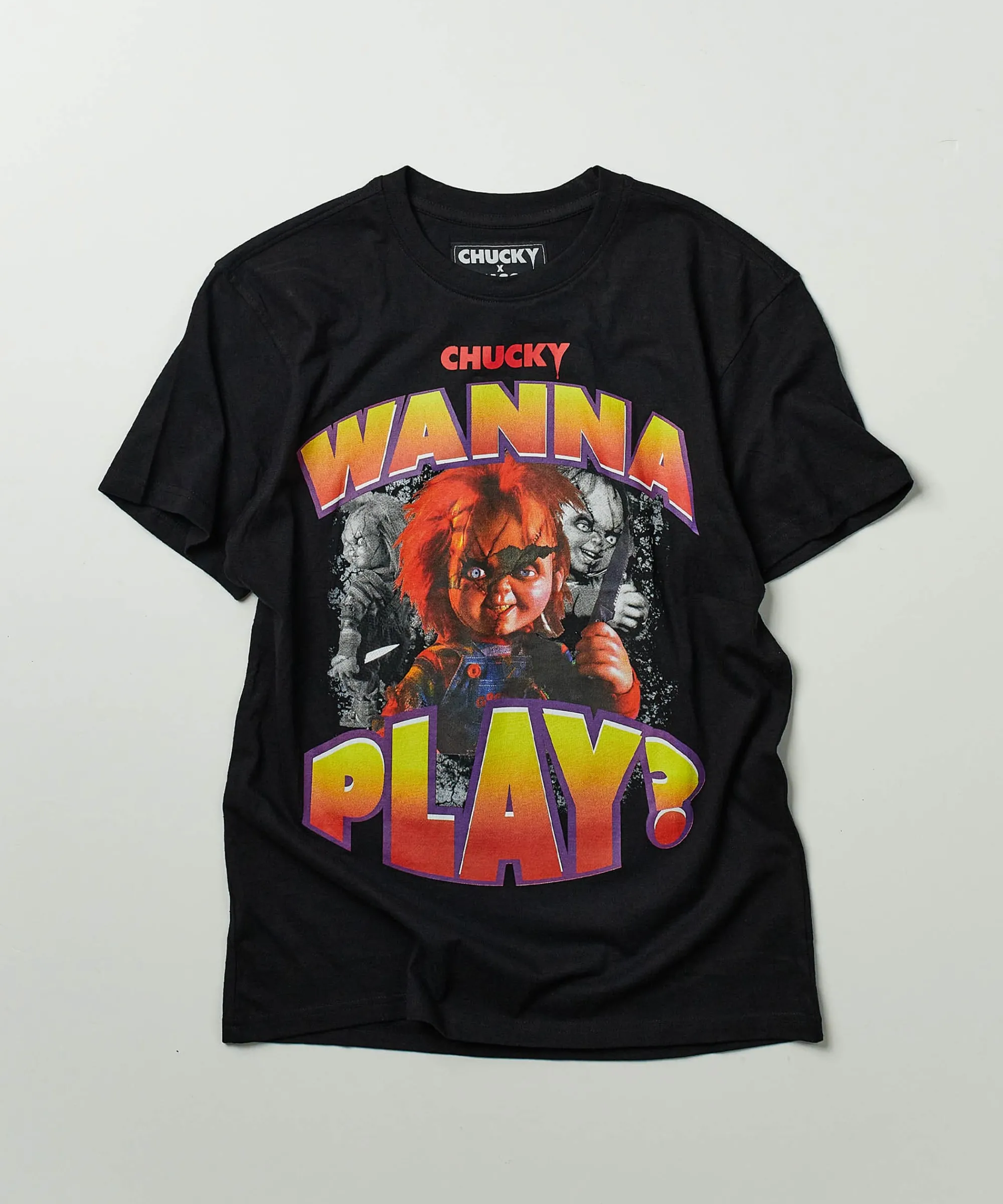 chucky_wanna_play_short_sleeve_tee__black_2.webp Best Chucky Wanna Play Short Sleeve Tee - Black Graphic Tees