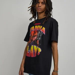 Best Chucky Wanna Play Short Sleeve Tee - Black Graphic Tees