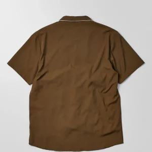 Cheap Clubmaster Short Sleeve Embroidered Button Down Shirt - Brown Button Downs