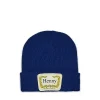 New Cozy Henny Embroidered Patch Beanie - Navy Hats | Beanies