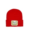 Store Cozy Henny Embroidered Patch Beanie - Red Hats | Beanies
