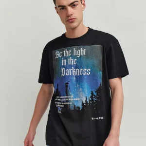 New Darkness Short Sleeve Graphic Print Tee - Black Graphic Tees