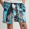 Flash Sale District Linen Texture Allover Print Shorts - Blue Shop All Bottoms | Shorts