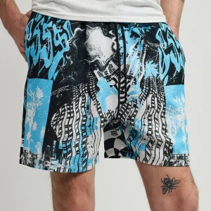 Flash Sale District Linen Texture Allover Print Shorts - Blue Shop All Bottoms | Shorts