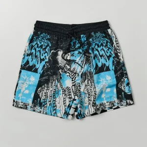 Flash Sale District Linen Texture Allover Print Shorts - Blue Shop All Bottoms | Shorts