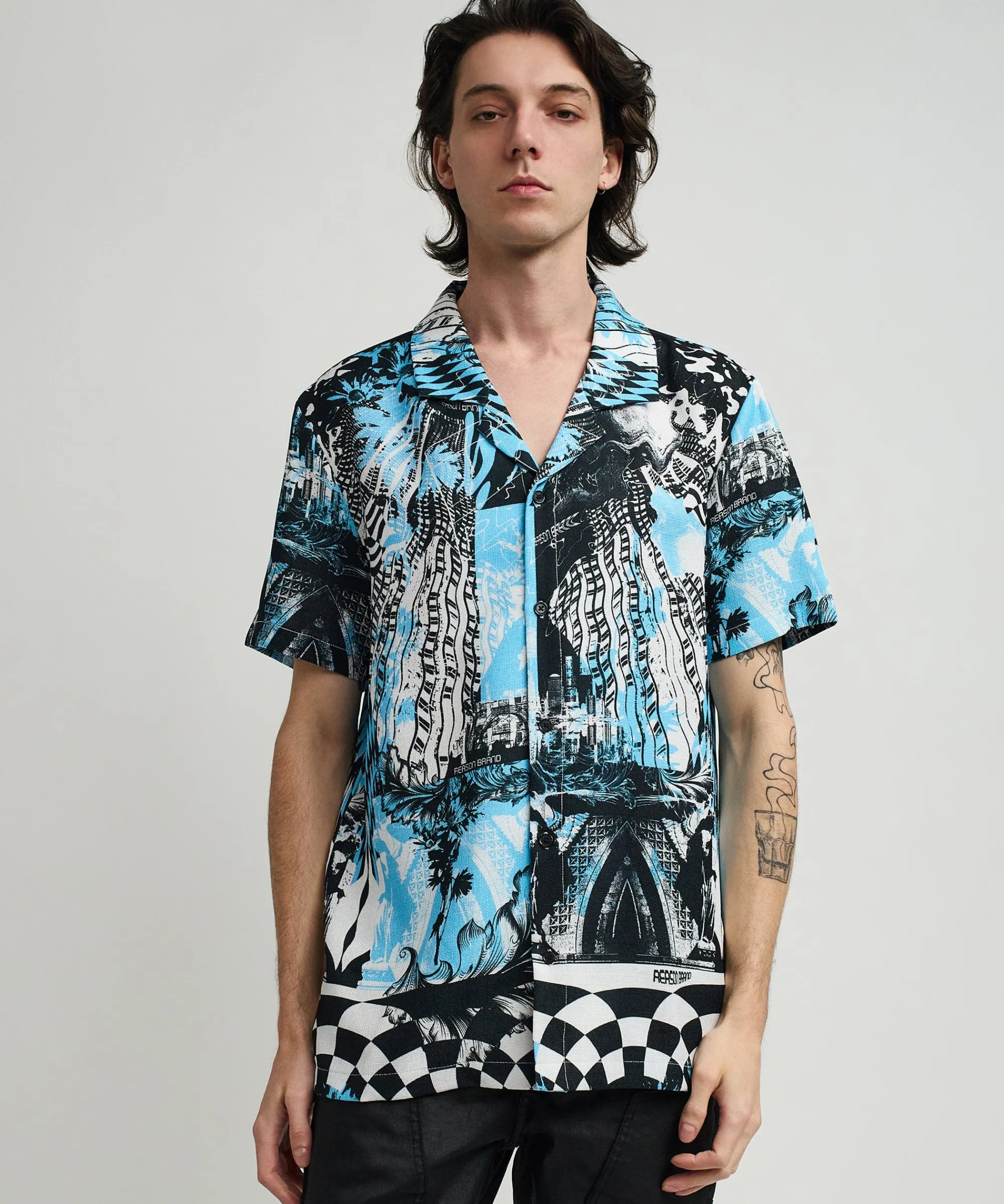 district_linen_texture_short_sleeve_button_down_shirt__blue_0.webp Cheap District Linen Texture Short Sleeve Button Down Shirt - Blue Button Downs