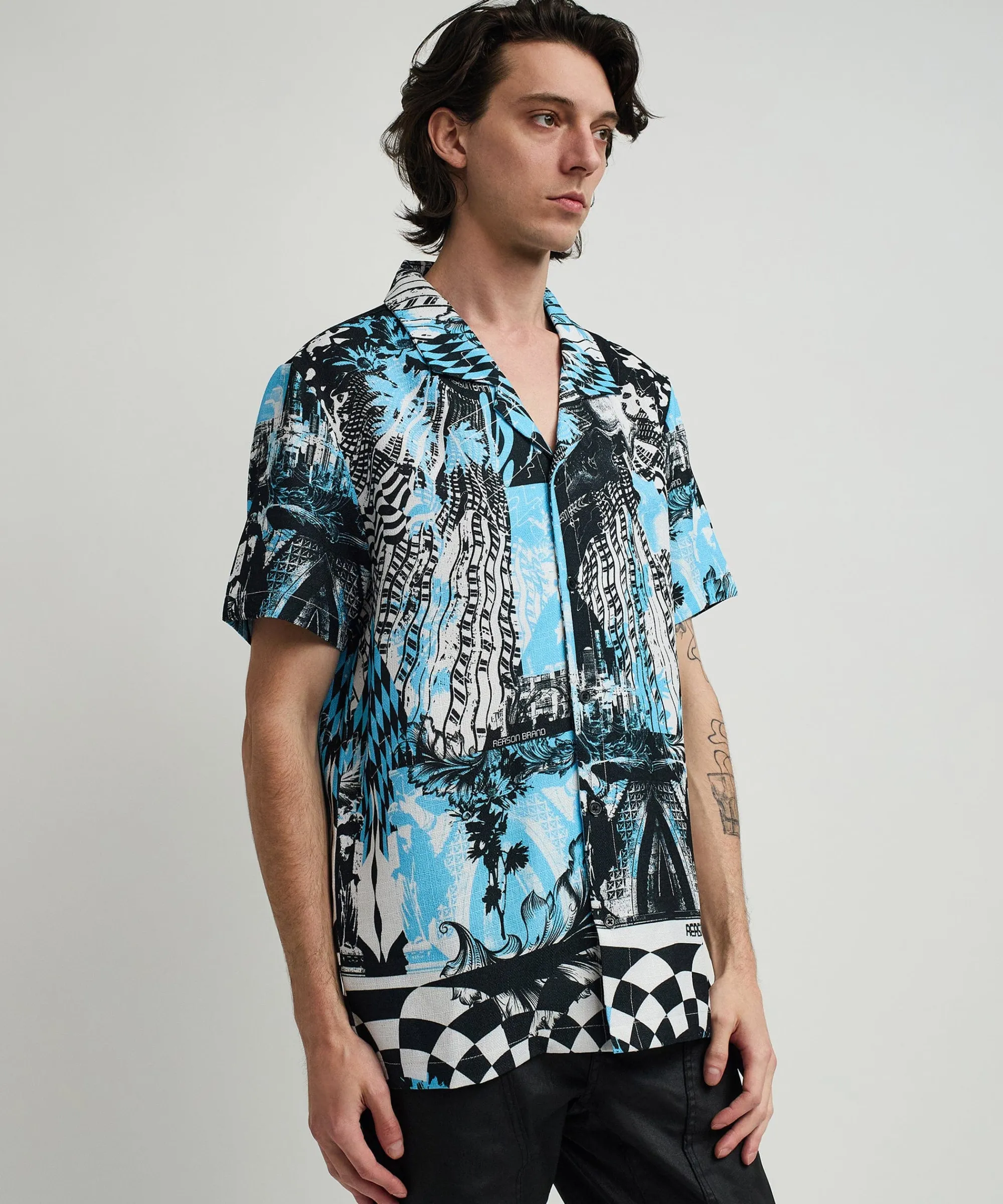 district_linen_texture_short_sleeve_button_down_shirt__blue_5.webp Cheap District Linen Texture Short Sleeve Button Down Shirt - Blue Button Downs