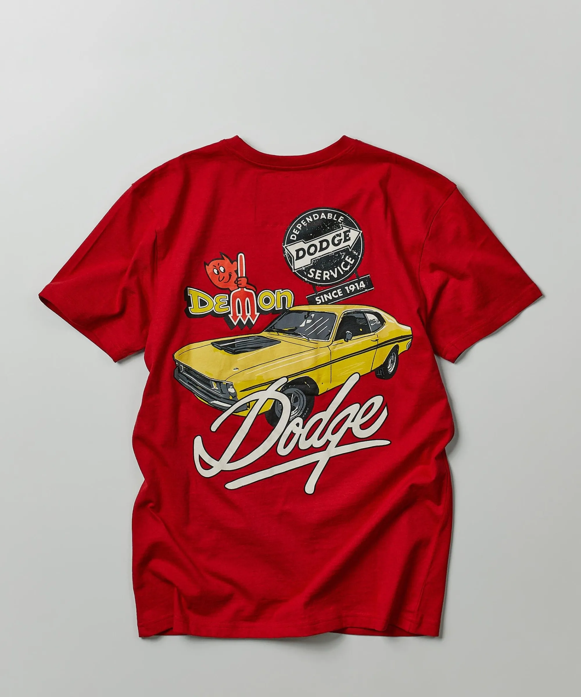 dodge_demon__pocket_short_sleeve_tee__red_2.webp Clearance Dodge Demon 1947 Pocket Short Sleeve Tee - Red Graphic Tees