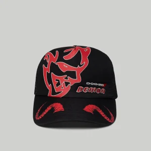 Online Dodge Demon Embroidery Trucker Hat - Black Hats