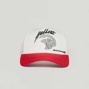 Clearance Dodge Demon Embroidery Trucker Hat - White Hats